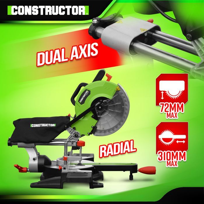 Scie à onglets radiale 1800W - Lame 254mm 36 dents - Constructor