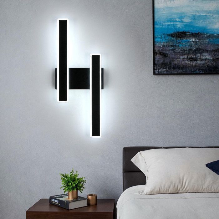DELIPOP Applique Murale LED 32W 3600LM 6500K – Luminaire Moderne Noir pour Chambre, Salon, Escalier, Couloir