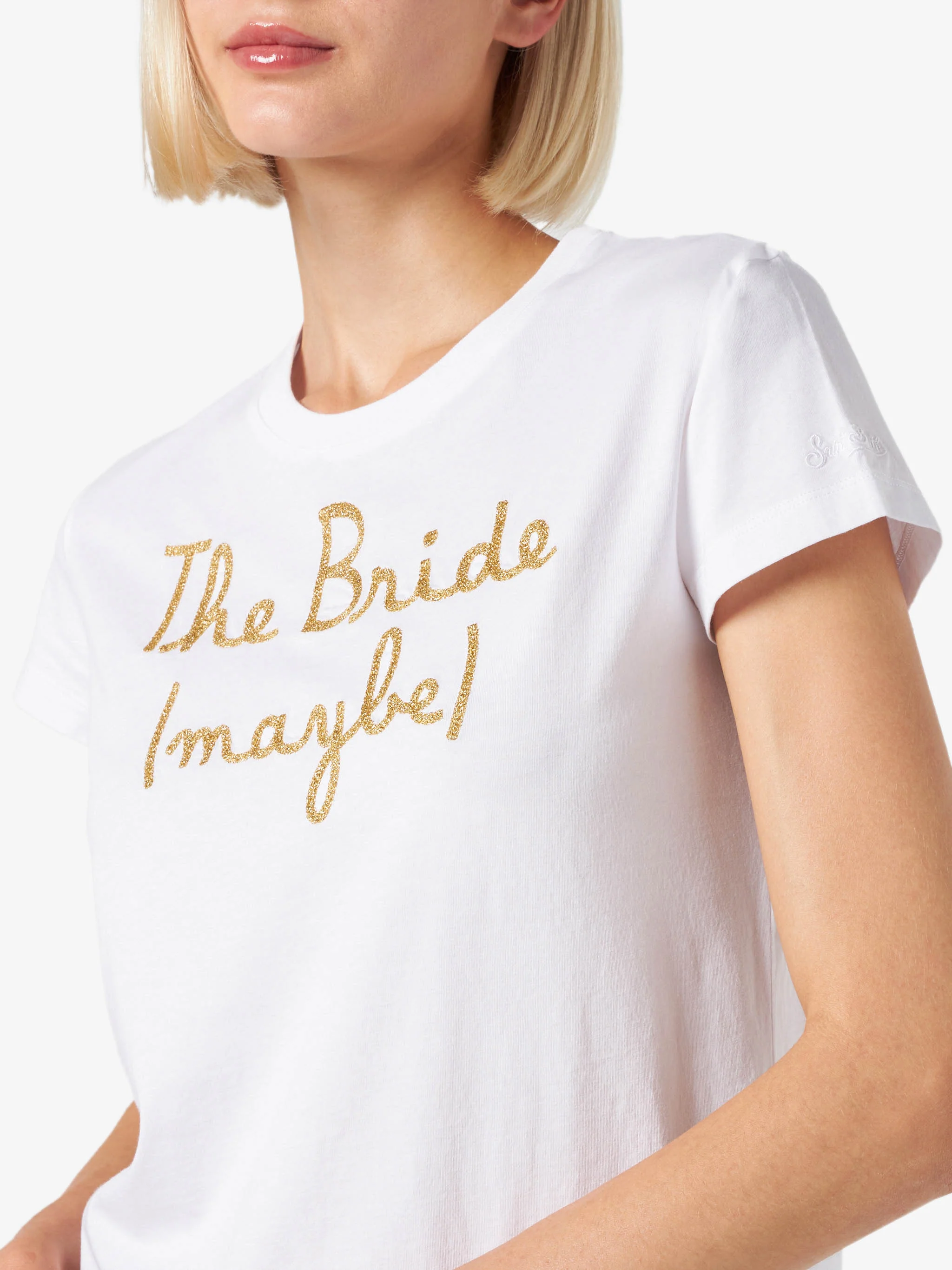T-Shirt da donna in cotone con ricamo The Bride (maybe)
