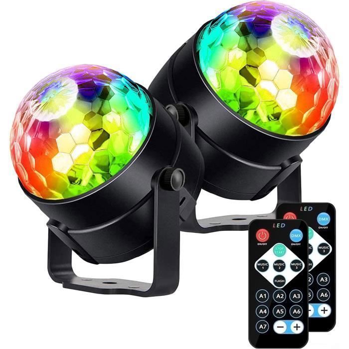 Juego de luces de escenario de 2 piezas, bola de discoteca LED con control remoto, iluminación para fiestas, focos para DJ.