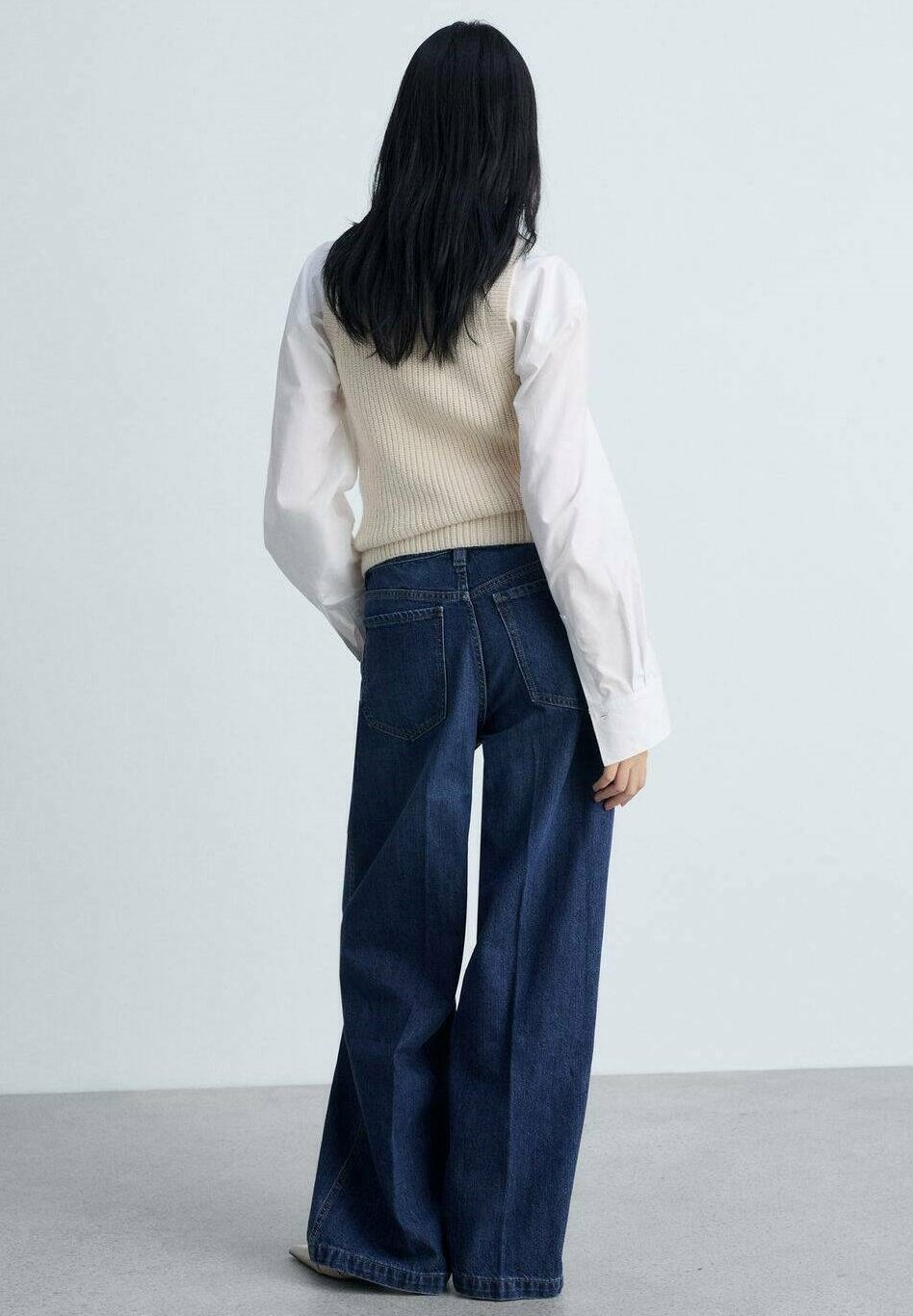 Jeansy Mango Straight leg - ciemnoniebieskie