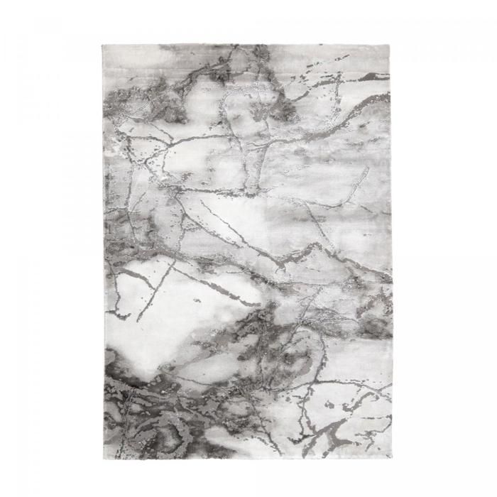 tapis salon 160x230 tissé gris rectangle motif abstrait MARBAL