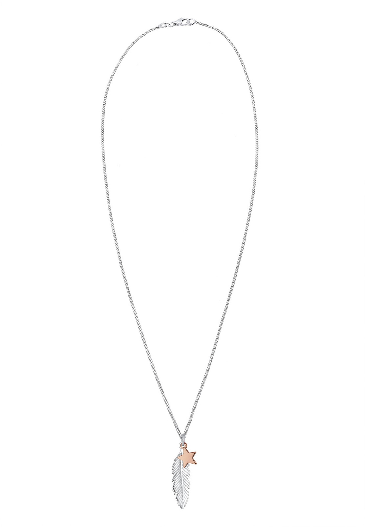 Elli Femmes Pendentif Plume Étoile Bicolore en Argent Sterling 925