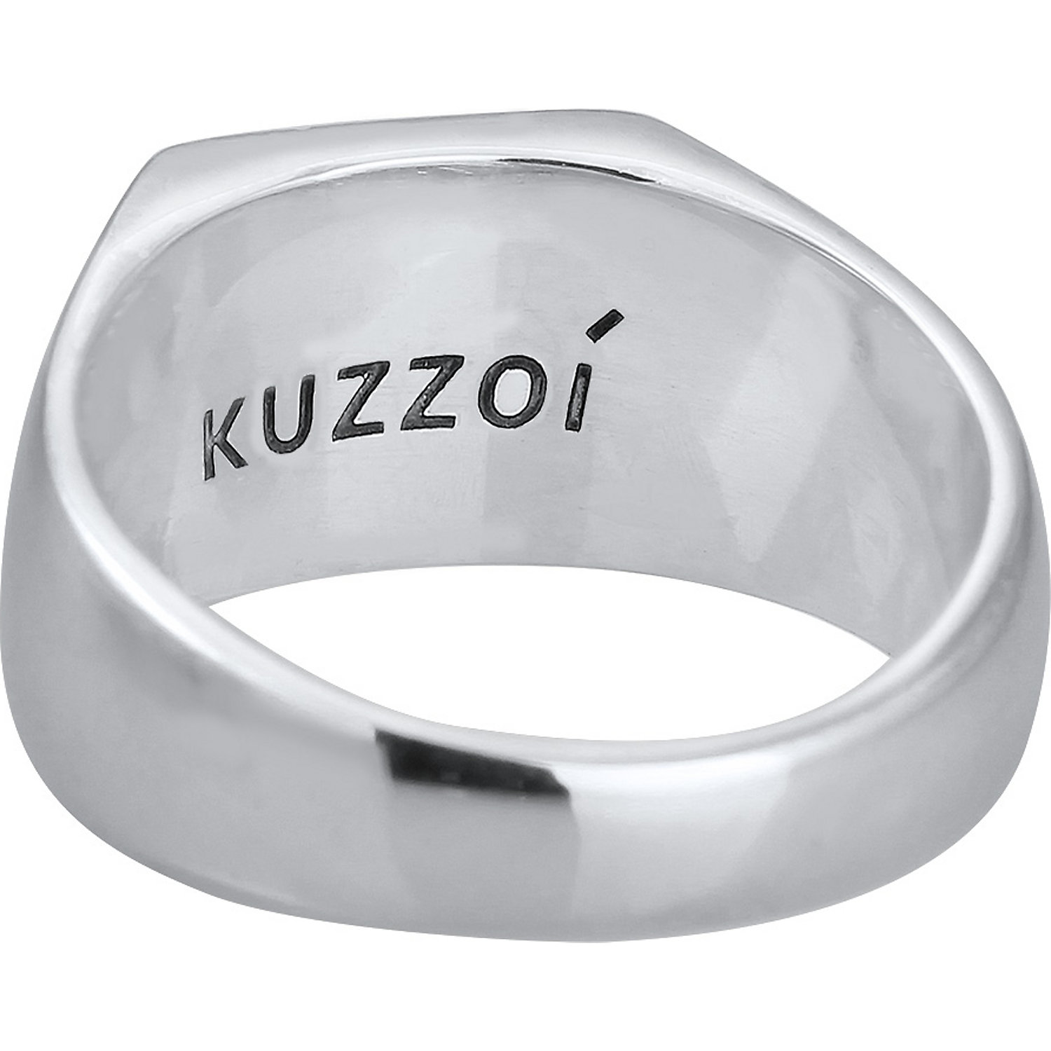 KUZZOI Hommes sceau logo basique émail noir en argent sterling 925