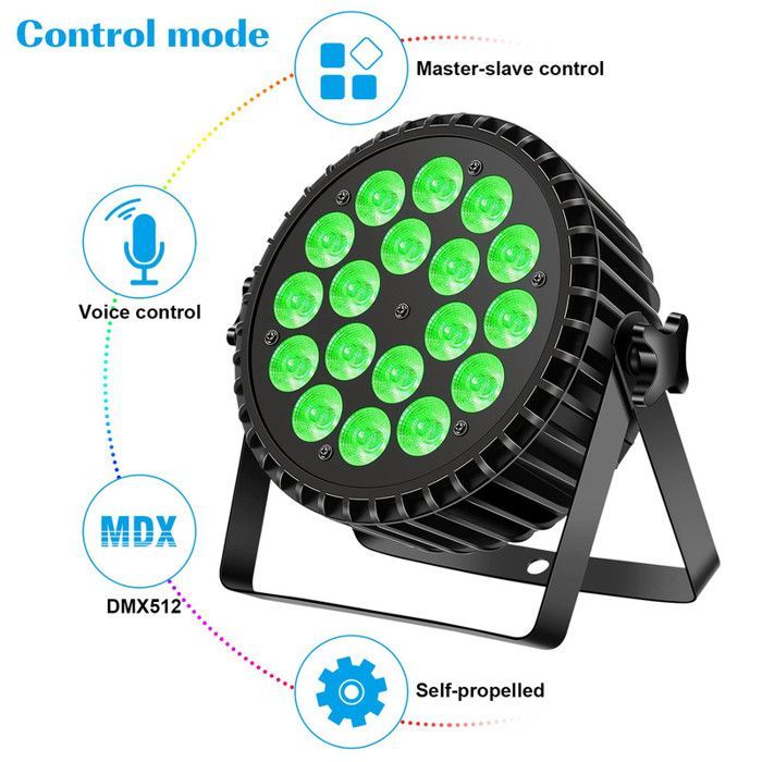 JAJALUYA 270W 18 LED Stage Light - RGBW DMX512 DJ Light Show - LED PAR with Strobe & Sound for Disco Party
