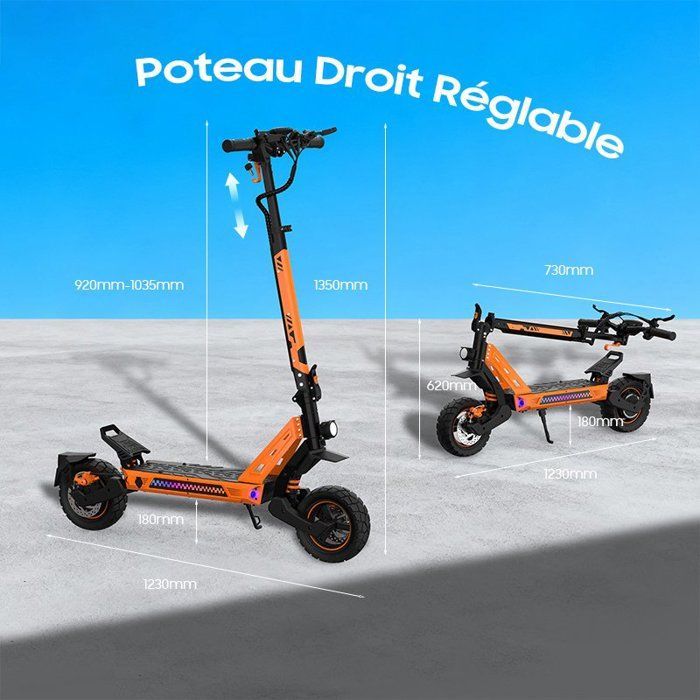 Trottinette Electrique TUNO NT3Pro 1200W Avec APP Vitesse Max. 50km/h Autonomie 40-50km 48V15.6Ah Pneus 10 Pouces 4 Modes Pliable