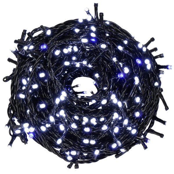 Lampki choinkowe 300led zimny biały flash niebieski 19m IP44