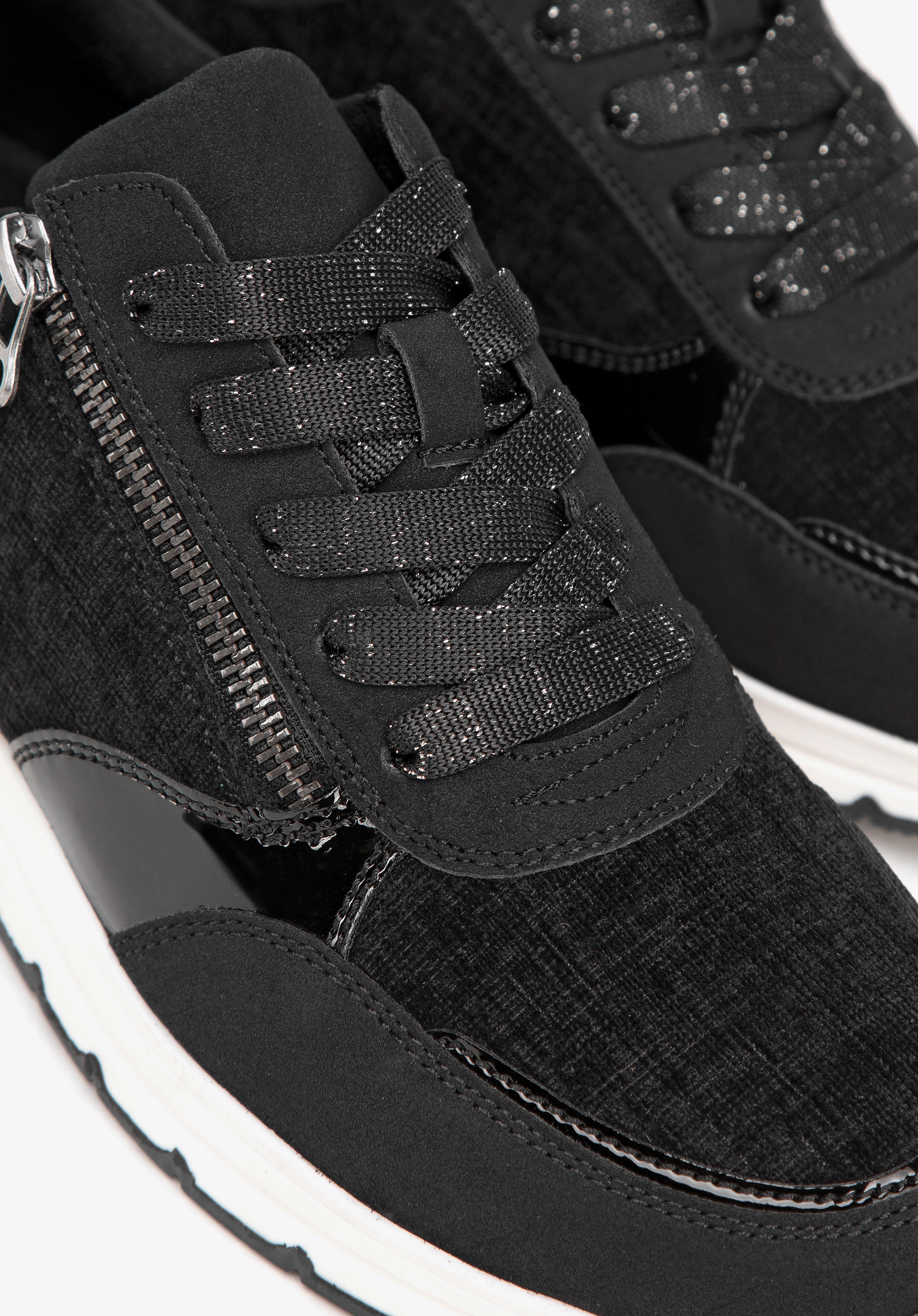 Damskie sneakersy z suwakiem na boku czarne