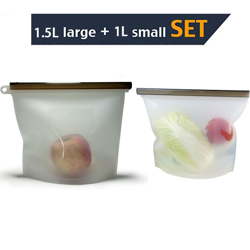 Sacs de conservation réutilisables en silicone pour sandwichs, cuisson sous vide, liquides, en-cas, déjeuners, fruits, organisation du congélateur, grand et petit