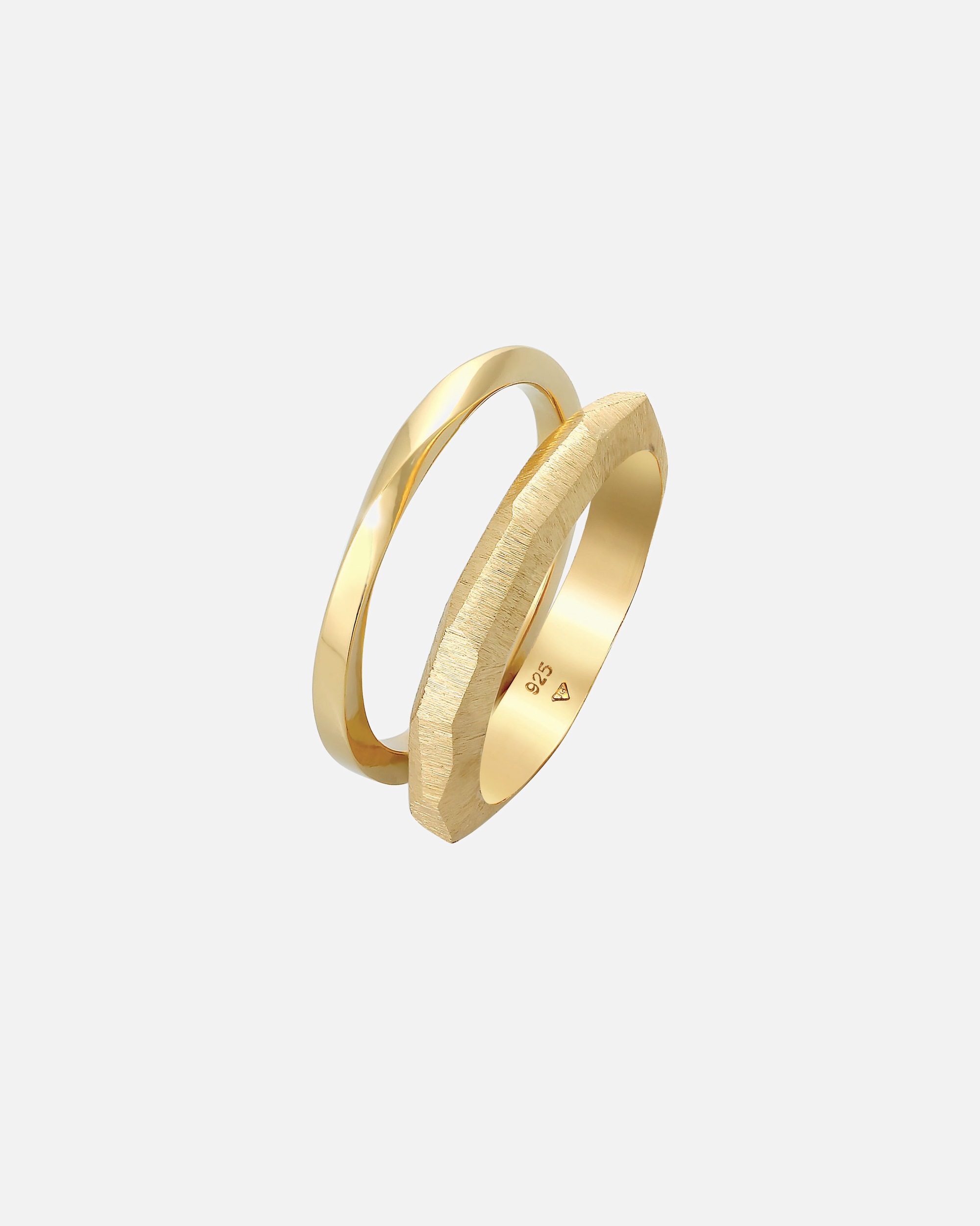Elli PREMIUM Bague pour dames Duo Tendance de base à la structure torsadée en argent sterling 925