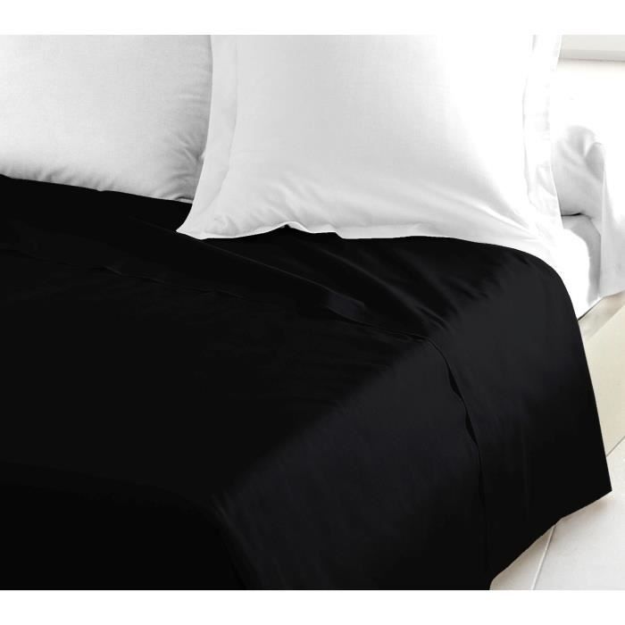Sábana plana - HOME LINGE PASSION - HP72093 - Microfibra de 82 g - 240 x 300 cm - Negra