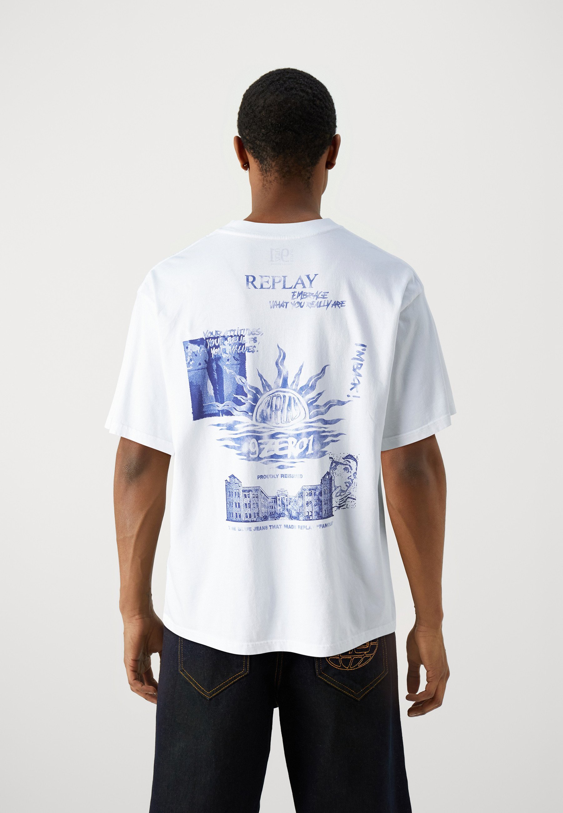 Replay M9Z1 T-shirt - T-shirt met print - gebroken wit