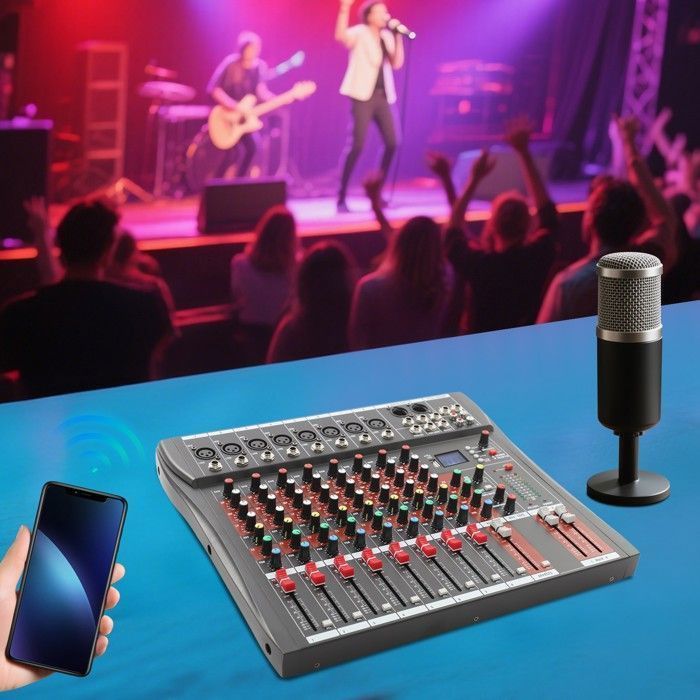 Mezclador profesional de DJ de 8 canales - Consola de control - Mezclador de audio - Consola de DJ - Conexión USB Bluetooth