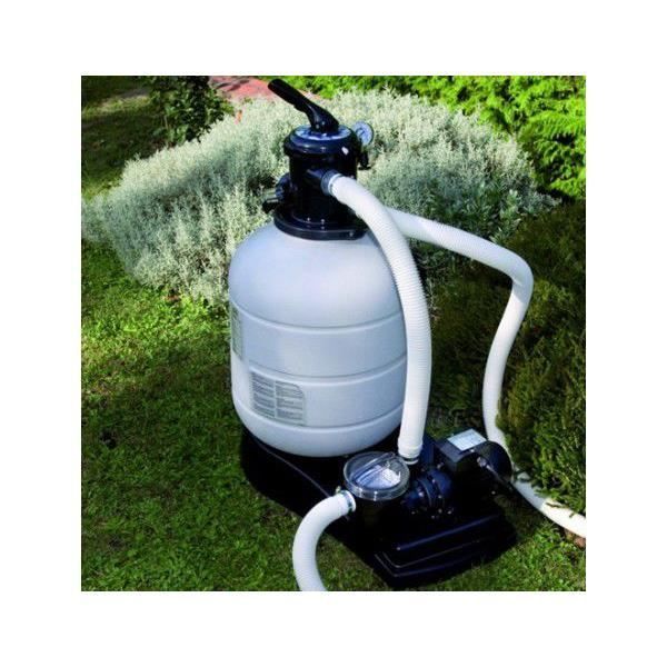 GRE - Kit de piscina redonda desmontable de acero con acabado efecto madera - Ø480 x H132 cm (Incluye filtro de arena y escalera)