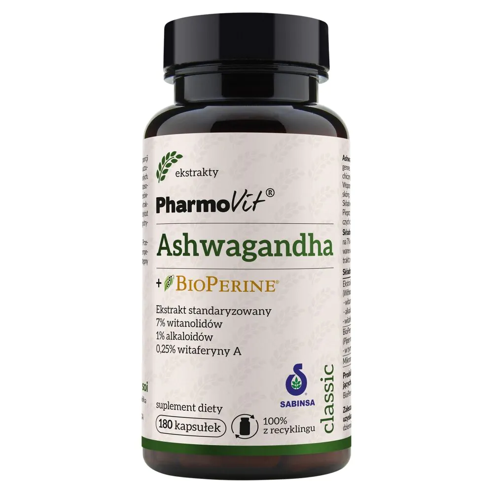Pharmovit Ashwagandha + Bioperine, 180 kaps.