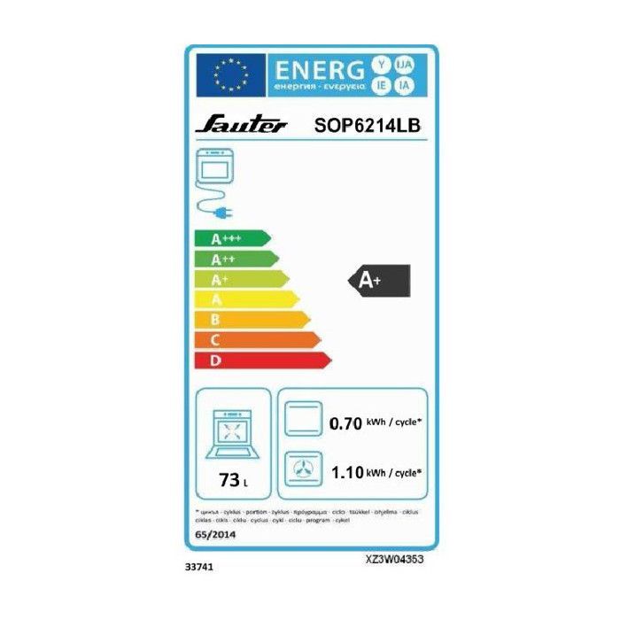 Four électrique encastrable SAUTER SOP6214LB - Pyrolyse - 73 L - Porte froide - Convection