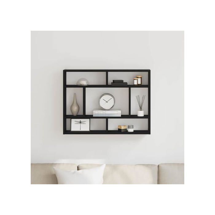 vidaXL Wandplank van bewerkt hout - Zwart eiken - 75x16x55 cm - Wandmontage - Massief acaciahout