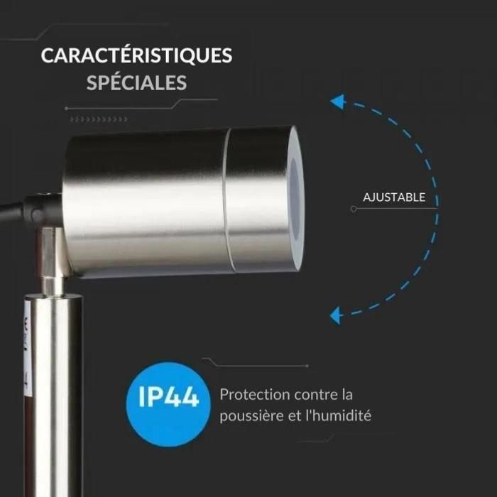 Foco de exterior con estaca SILAMP de acero inoxidable IP44 para bombilla GU10
