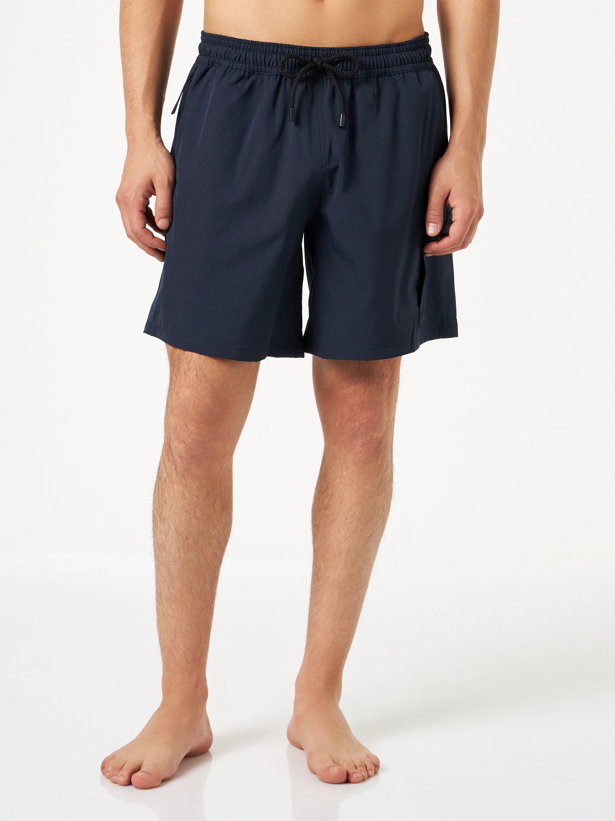 Marineblauwe zwembroek voor heren, comfortabel en elastisch.