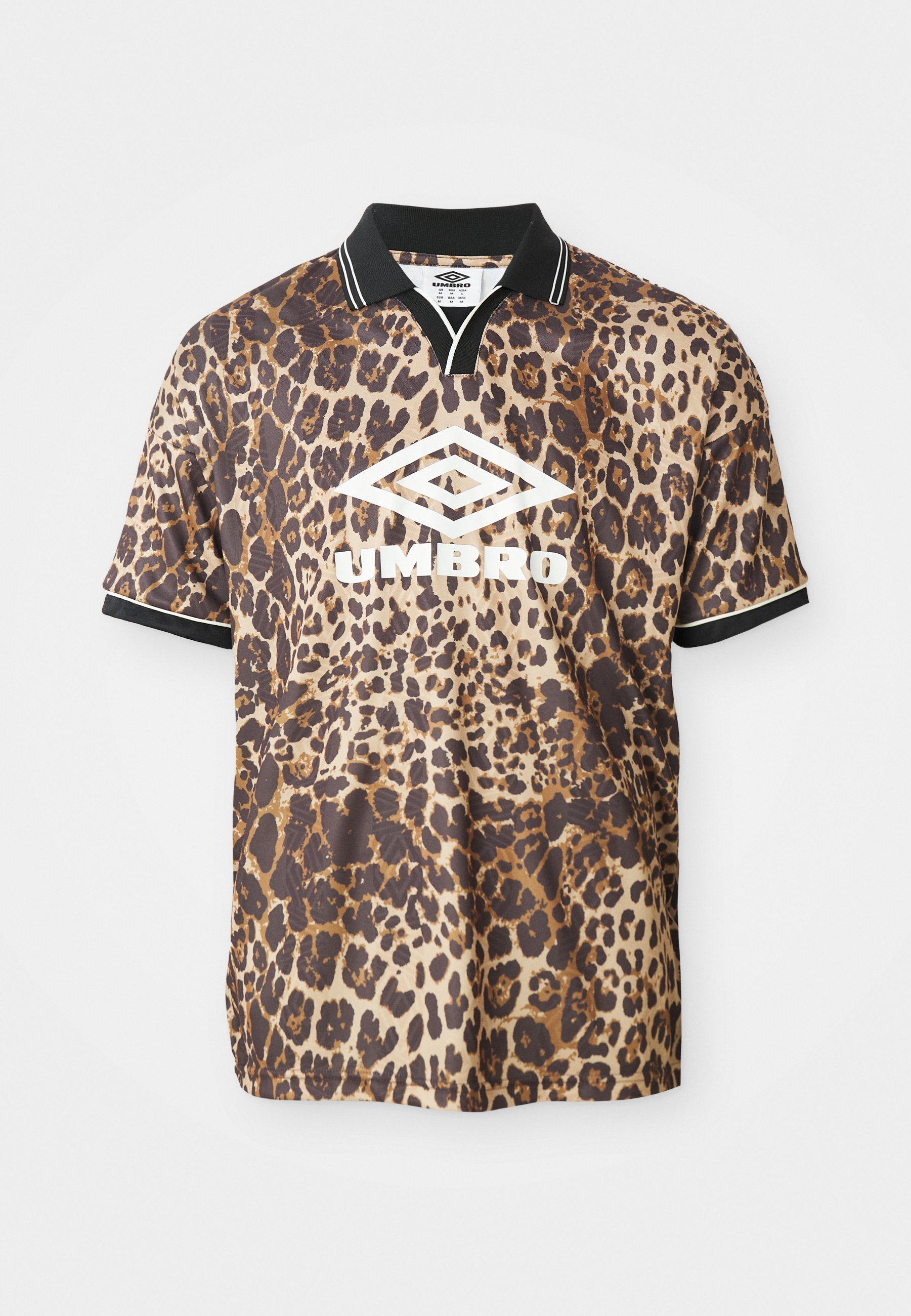 Polo Umbro BOXY FOOTBALL UNISEX - leopardata / nera / bianca brillante
