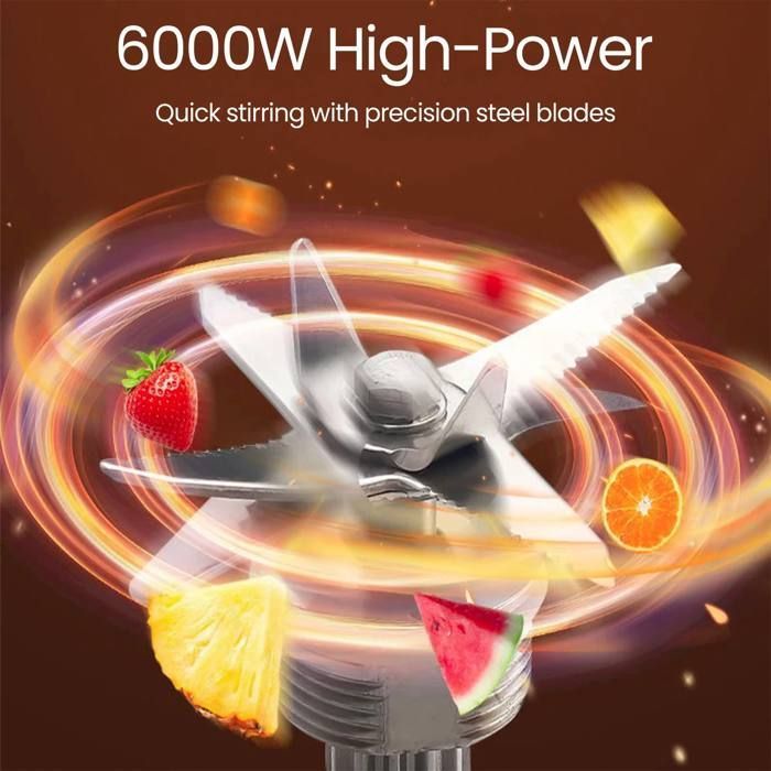 Liquidificador multifuncional profissional - 6000 W - 9 velocidades - 2 em 1 - 2,5 L - Com 4 lâminas de aço inoxidável - Processador de alimentos