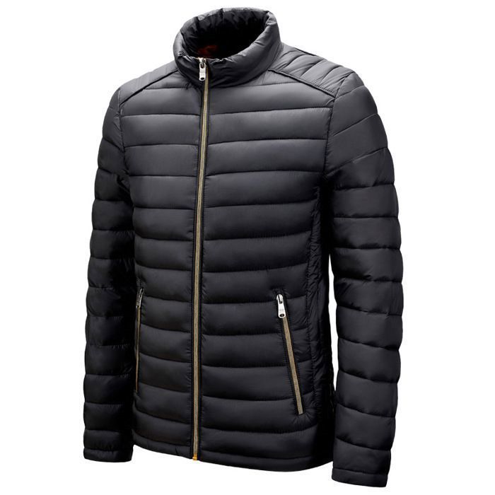 Funmoon Men's Down Jacket - Black - Slim Fit - Zip Closure - Cotton