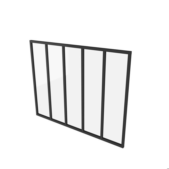 AICA Workshop-Style Glass Partition in Matte Black Aluminum 153x108cm - 4mm Tempered Glass - 5 Panes - Fixed Glass Partition - Glass Partition and Glazing Kit