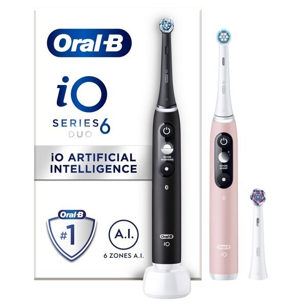 Oral-B iO Series 6 електричне четкице за зубе<br>црна, розе, 2 комада