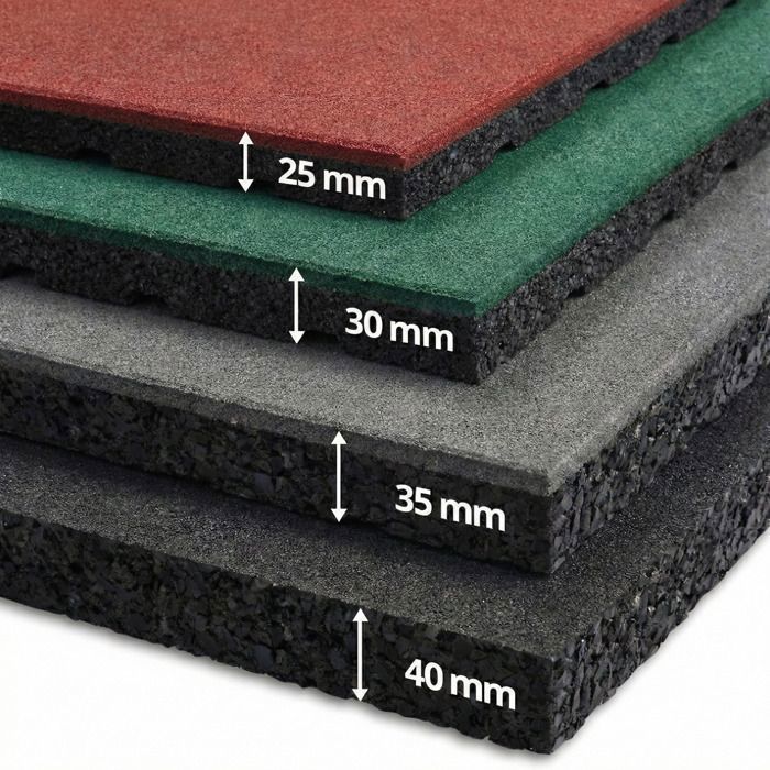 x 1 Dalle de protection Surface amortissante 50 x 50 cm, Ep : 25 mm, Noir