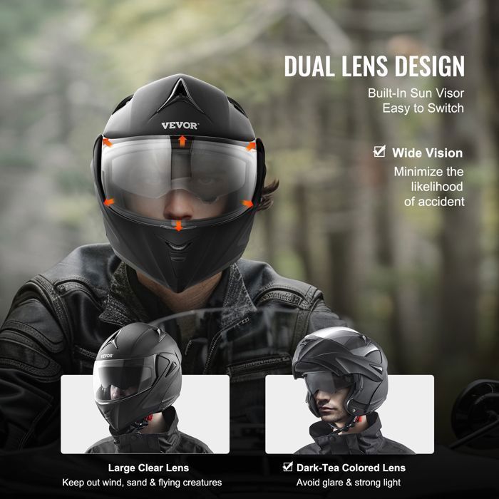 Casco de moto VEVOR - Lente intercambiable - para jóvenes y adultos, M