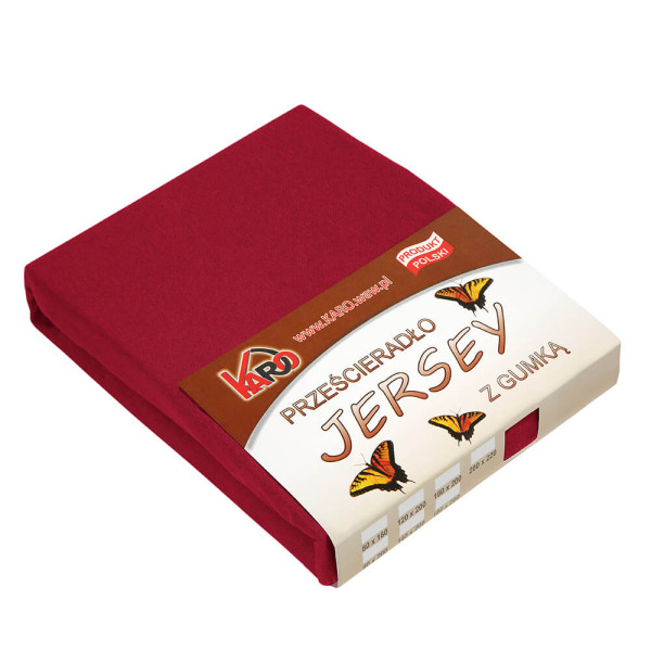 Prześcieradło jersey z gumką 140x200 bordowe 150g/m2 KARO