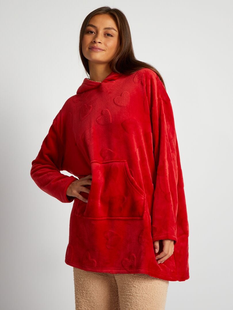Sudadera con capucha de sherpa - ROJA