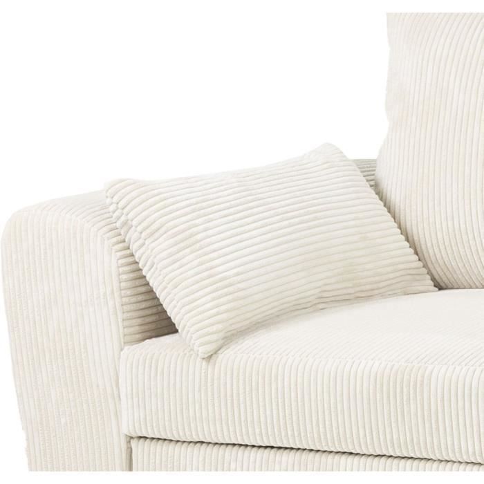 Sofá cama esquinero reversible - 3 plazas - MAX - Tela Lincoln Beige - Compartimento de almacenamiento - 240 x 143 x 85 cm - CONFORTEAM