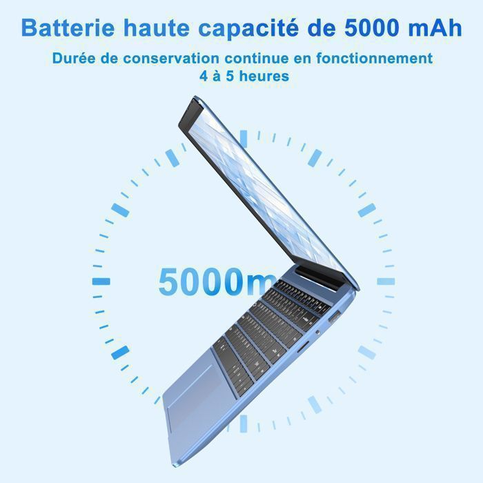 NOTODD Ordinateur portable Windows 11 - PC Portable 14'' FHD - RAM 6Go Stockage 256Go SSD - Celeron N4020 - HDMI -Avec souris - Bleu