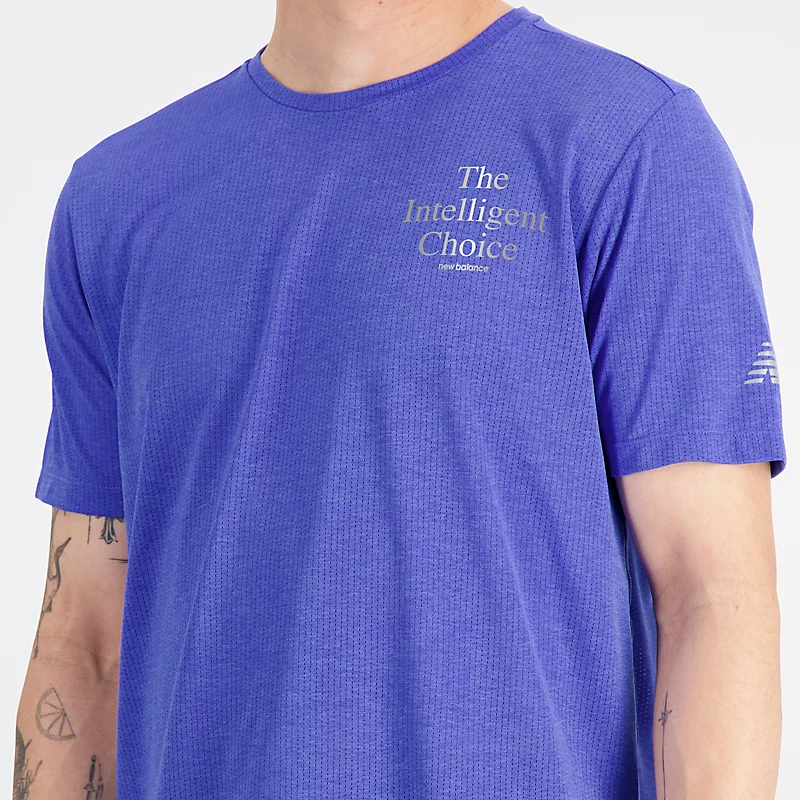 Impact Graphic hardloopshirt met korte mouwen voor heren - MARINE BLUE HEATHER