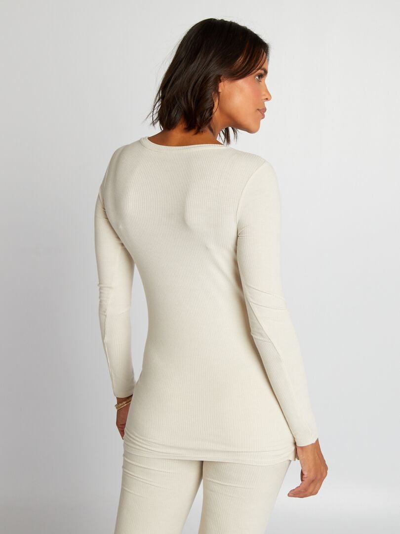 Zwangerschapsshirt + geribde broek set - BEIGE