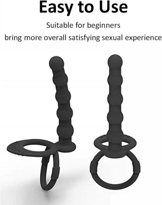 Plug anal en silicone avec sangle pour pénis, petites perles anales, jouets sexuels, plug anal flexible avec anneau pénien, anneau1