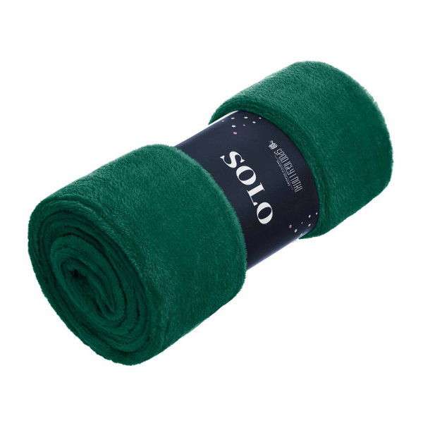 Koc narzuta z mikrofibry 150x200 Solo zielony butelkowy