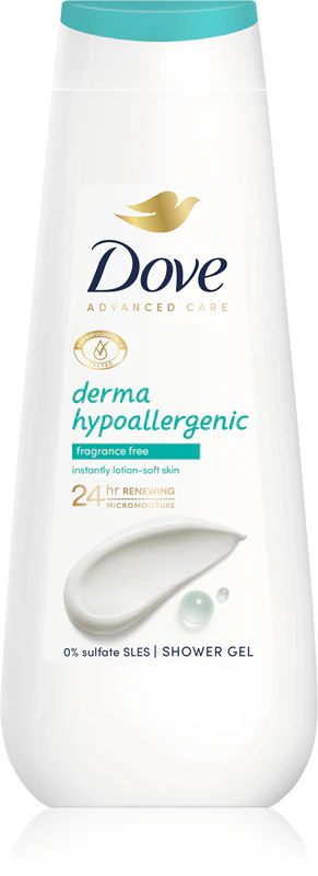 Dove Advanced Care Derma Gel de Banho Hidratante Hipoalergênico
