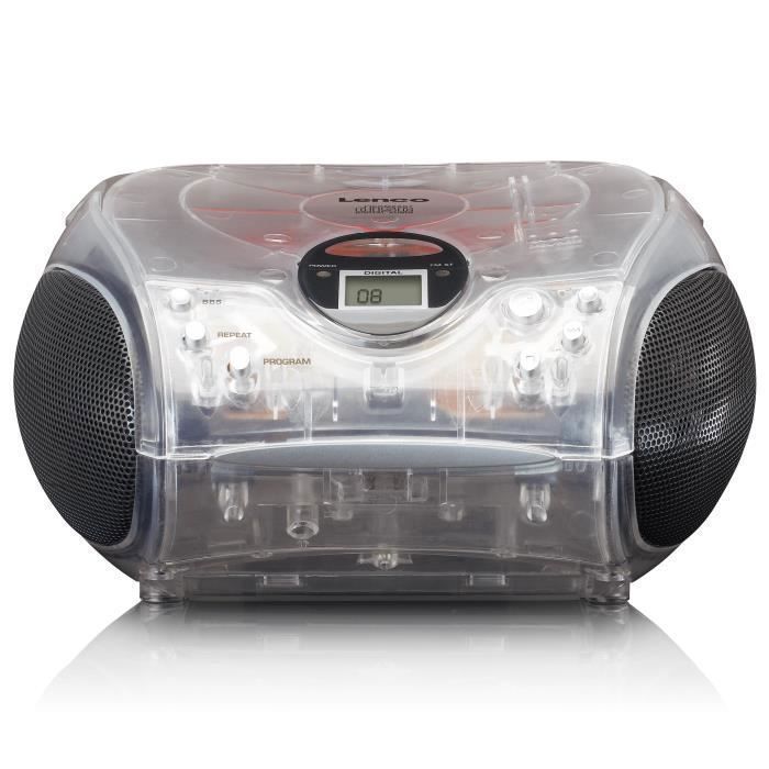 Lenco SCD-24TR - Rádio portátil com leitor de CD - Transparente