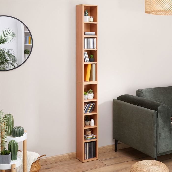 Estantería modular MUSIC para CDs y DVDs, conjunto de 2 unidades de almacenamiento en columna con 10 compartimentos en melamina de color.