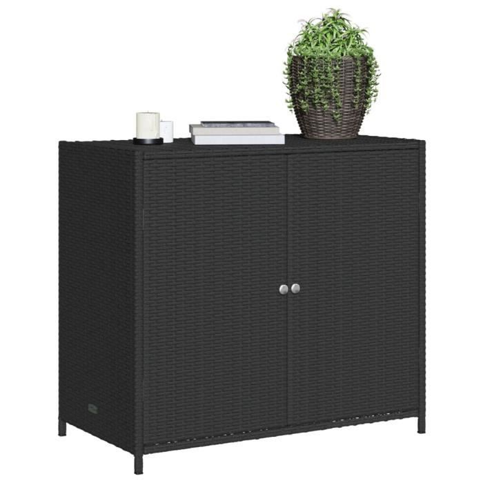 Armario de almacenamiento - VIDAXL - 83x45x76 cm - Resina tejida - Negro - Exterior