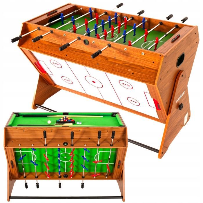THUNDER SMART Indoor Opklapbare Tafelvoetbaltafel | Voor Kinderen | 126 x 82,5 x 84 cm | Houten afwerking