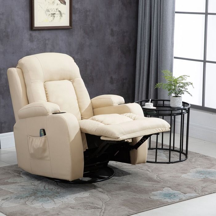 HOMCOM - Elektrische massagestoel - Kunstleer - 85x94x104cm - Crème