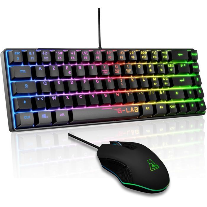 Set tastiera e mouse da gioco cablati - THE G-LAB - Hydrogen BKG Combo - Tastiera AZERTY - Nero