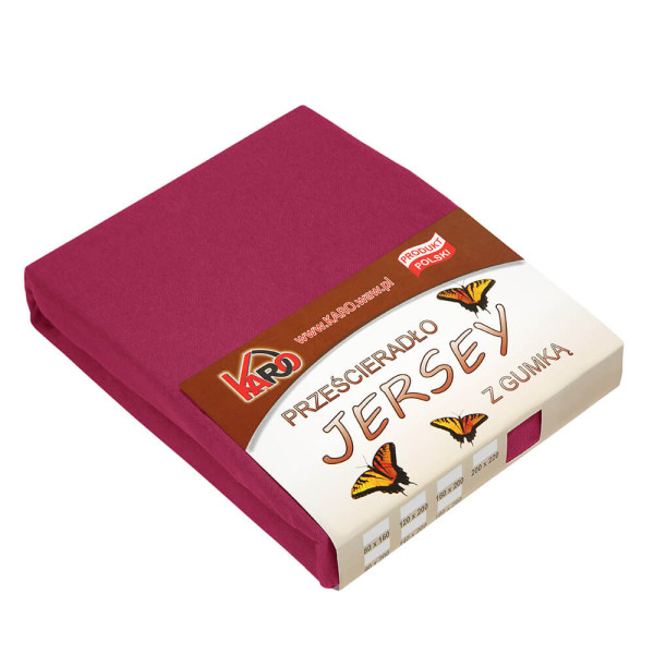 Prześcieradło jersey z gumką 160x200 buraczane 066 KARO
