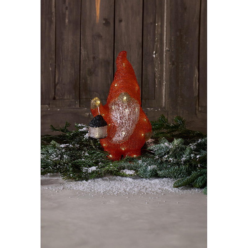Utendørs julefigur med lys, julenissen med lykt, 39 cm
