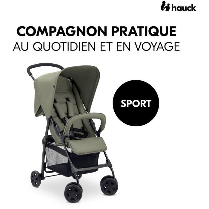 HAUCK - Kinderwagen - SPORT - Faltbar & verstellbar - Sonnendach - 4 Räder - Olivgrün