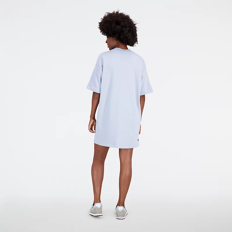 Femme Essentials Stacked Logo Printed Terry Dress in Light Gray
