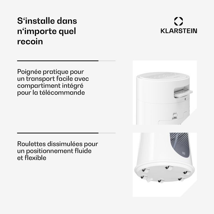 Ventilador enfriador de aire - Klarstein Frost - 200 m³/h - 7 L - 20 m² - 4 modos - 3 niveles de potencia - Control remoto